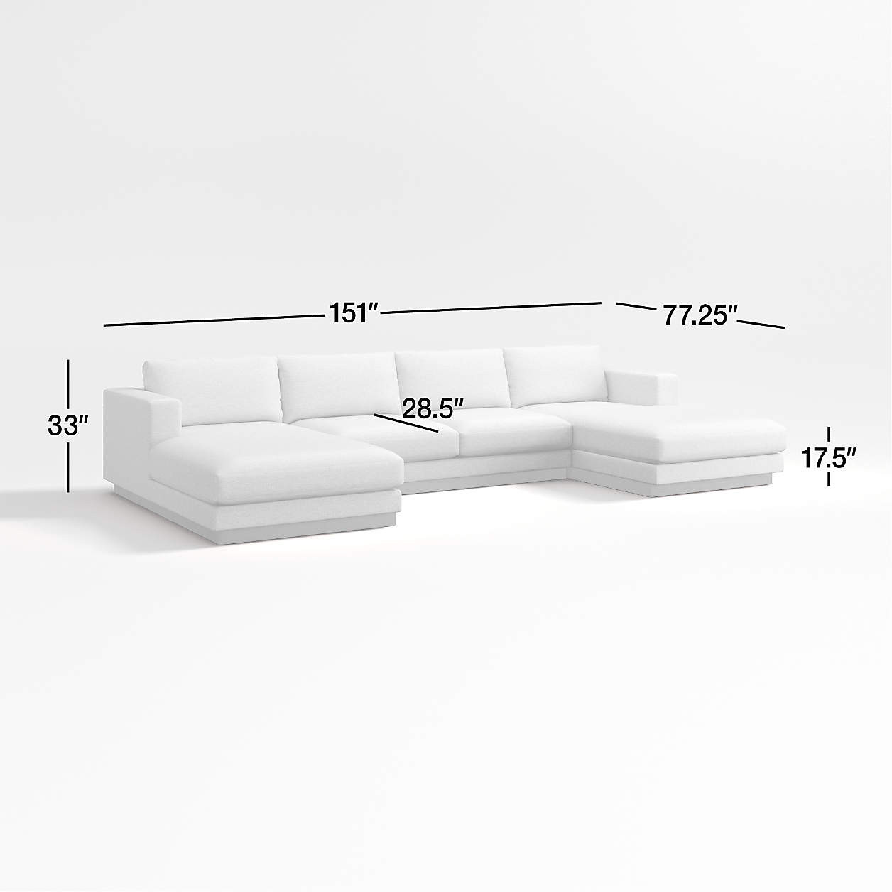 Tidal 3-Piece U-Shaped Sectional Sofa with Double Chaise Lounge + Reviews | Crate & Barrel | Crate & Barrel