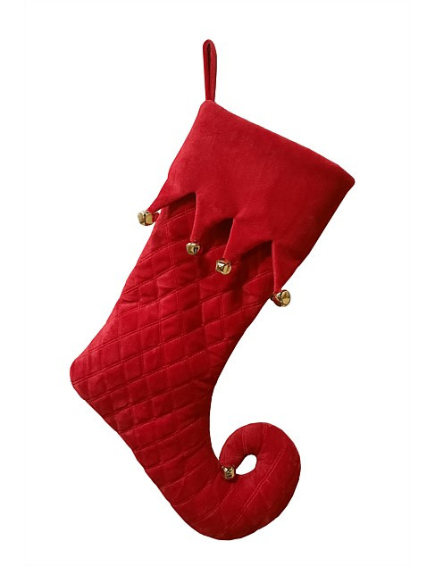 David Jones 45 Cm Red Quilted Jester Lined Stocking | David Jones | David Jones (Australia & New Zealand)