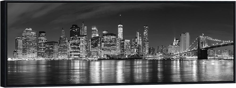 Wieco Art Framed Wall Art New York Manhattan Night View Black and White Wall Decor Canvas Prints ... | Amazon (CA)