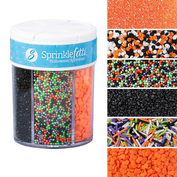 Sweets Indeed Halloween 6-Cell Sprinkle Jar \u2013 6 Variety Sprinkle Compartments | Edible Cake ... | Amazon (US)
