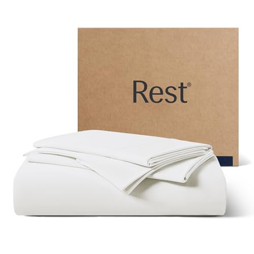 REST® Evercool®+ Starter Sheet Set, Twin Size, White, Breathable Bed Sheets for Hot Sleeper and Night Sweats, with Pillowcases, Ionic+ Self-Cleaning Silver Yarn for Sensitive Skin, 3PCS No Flat Sheet | Amazon (US)