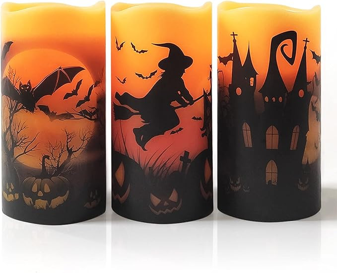 Darnassus Halloween Flameless Candles Real Wax LED Candles Decor Battery Operated with Timer and ... | Amazon (US)
