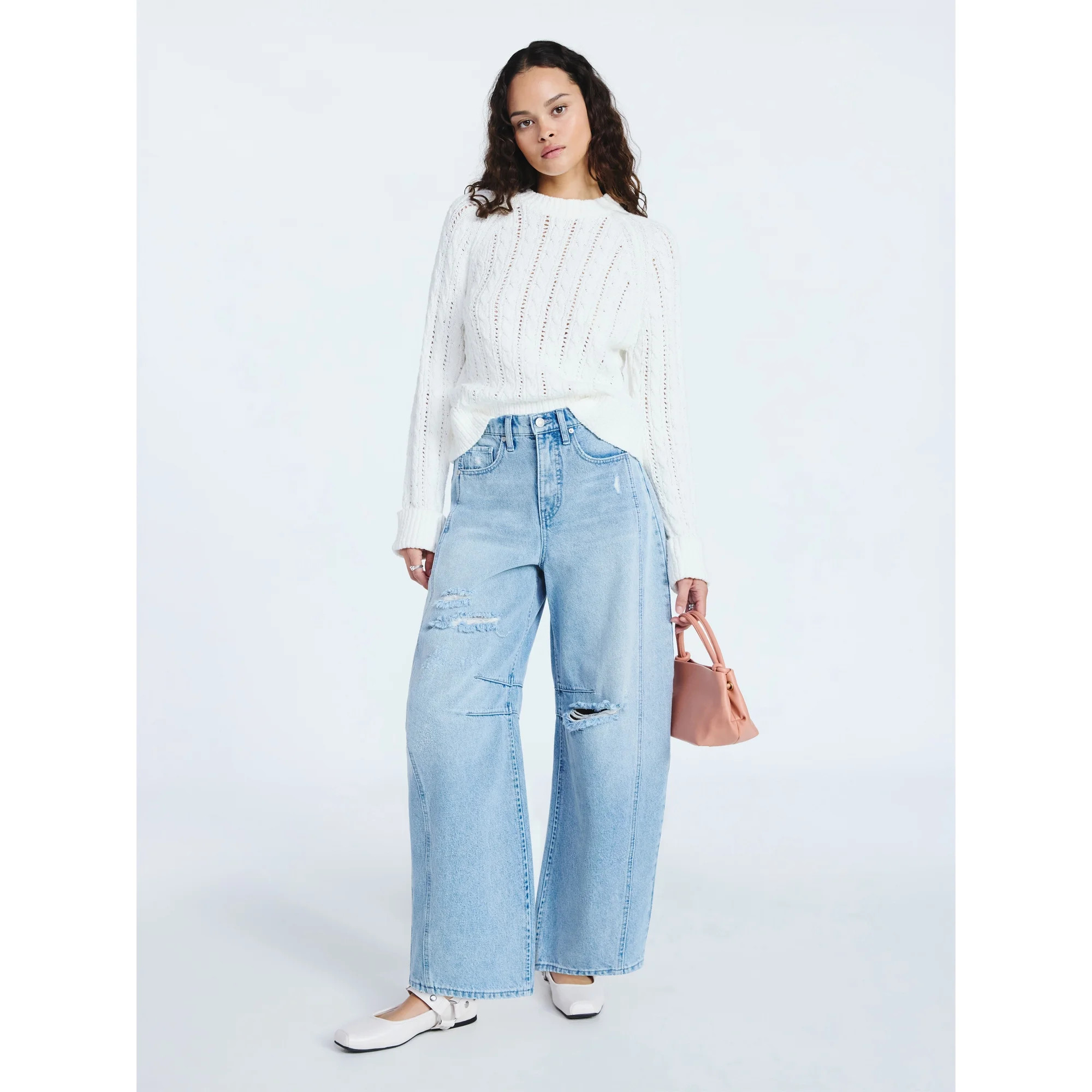 Scoop Women's and Women's Plus Cable Knit Raglan Sweater, Midweight, Sizes XS-XXL | Walmart (US)