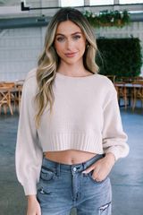 Corinna Cropped Sweater, Beige | North & Main Clothing Company