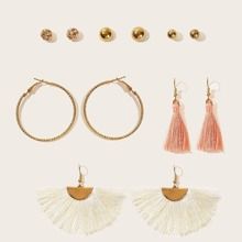 Fan Shaped Tassel Earrings 6pairs | SHEIN