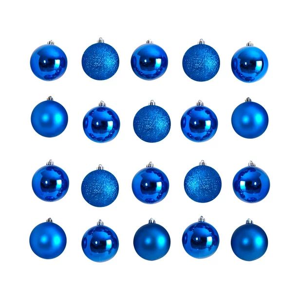 Nearly Natural Blue Plastic Holiday Christmas 3" Shatterproof Ornament Set, 20 Count - Walmart.co... | Walmart (US)