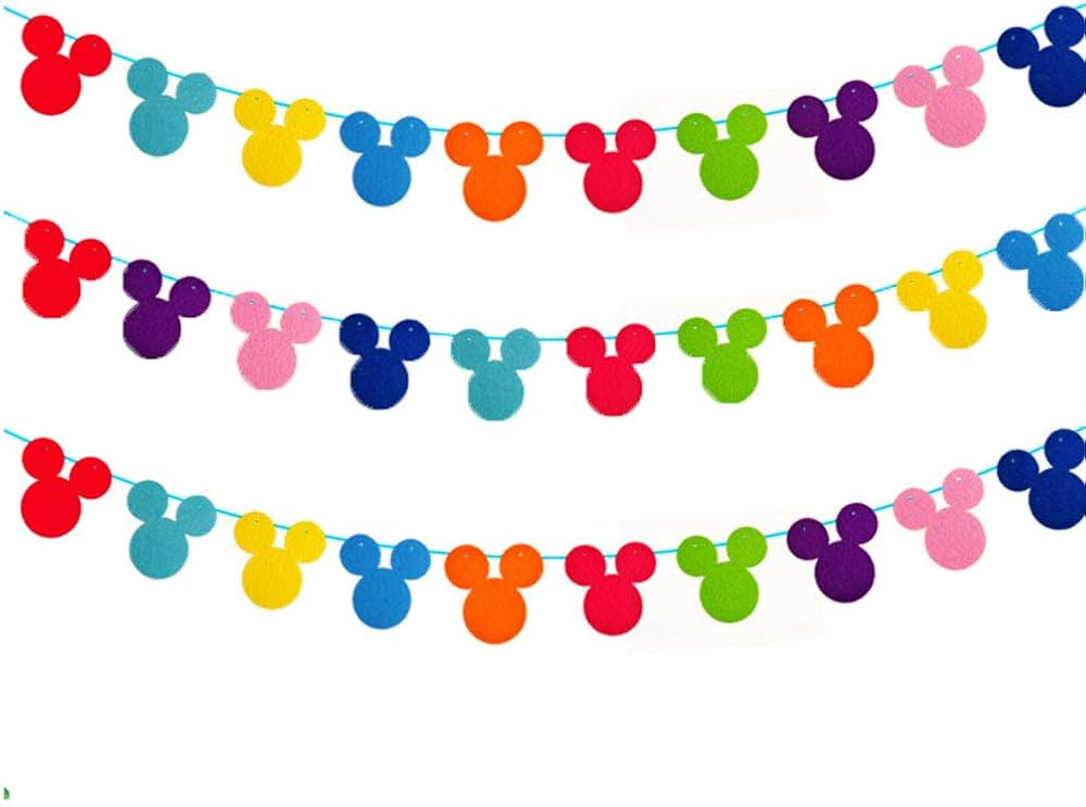 3 Rows Colorful Mickey Mouse Garland Disney Theme Garland Banner for Birthday Party Decoration, R... | Amazon (US)