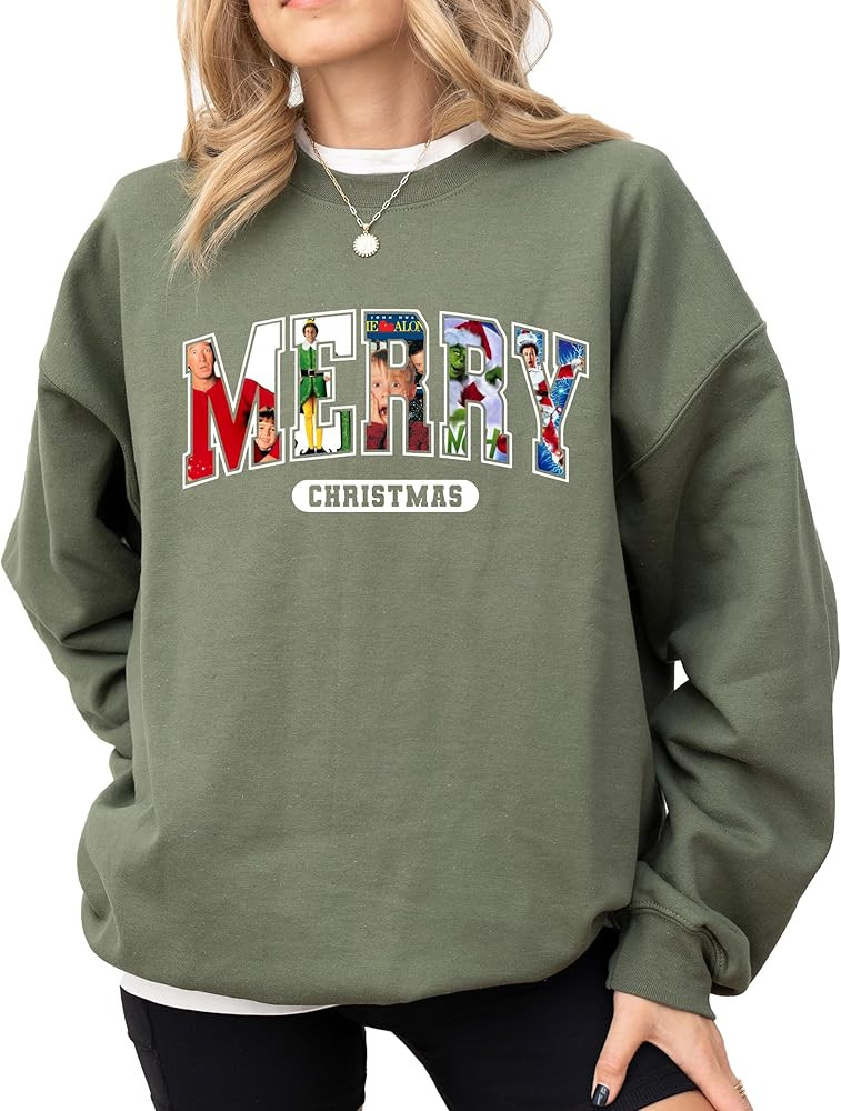 Merry Christmas Sweatshirt, Merry Sweater, Christmas Sweatshirt for Woman, Christmas Shirt, Holid... | Amazon (US)