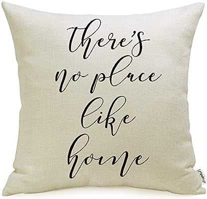 Meekio Farmhouse Pillow Covers with There’s No Place Like Home Quote 18 x 18 for Farmhouse Déc... | Amazon (US)