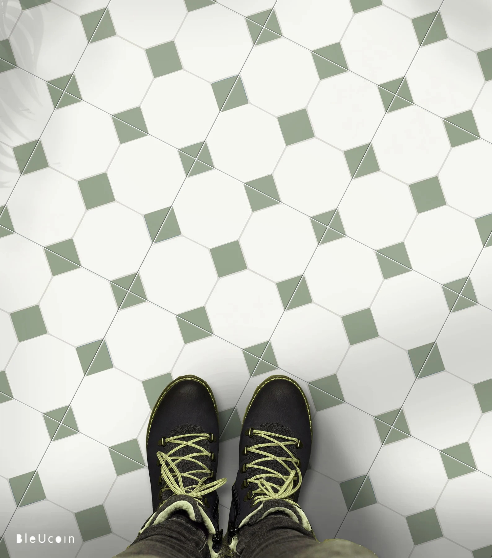 Warsaw Olivine Vinyl Floor Tile Stickers Floor Decals Removable Repositionable With Anti-slip Fin... | Etsy (US)