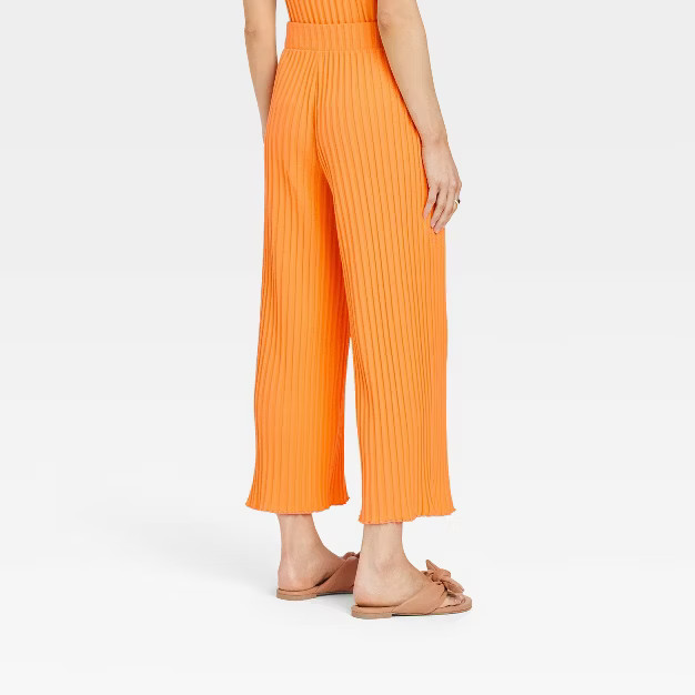 Women's High-Rise Wide Leg Ribbed Ankle Pants - A New Day™ | Target