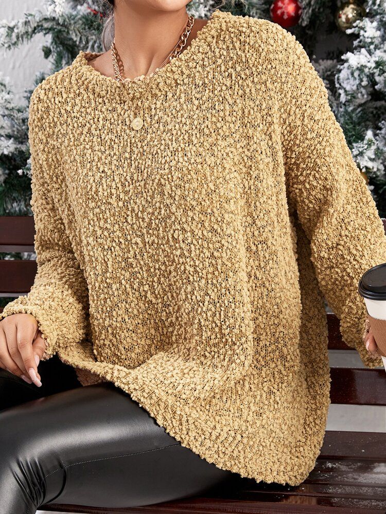 Solid Drop Shoulder Sweater | SHEIN