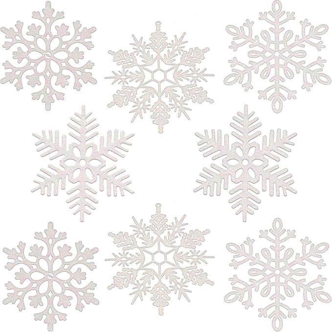 8 Pieces Large Snowflakes Extra Large Outdoor Christmas Ornaments Glittered Snowflakes Decoration... | Amazon (US)