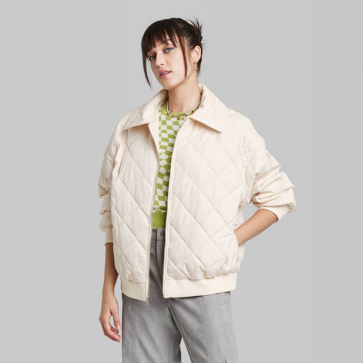 Women's Oversized Nylon Quilted Bomber Jacket - Wild Fable™ | Target