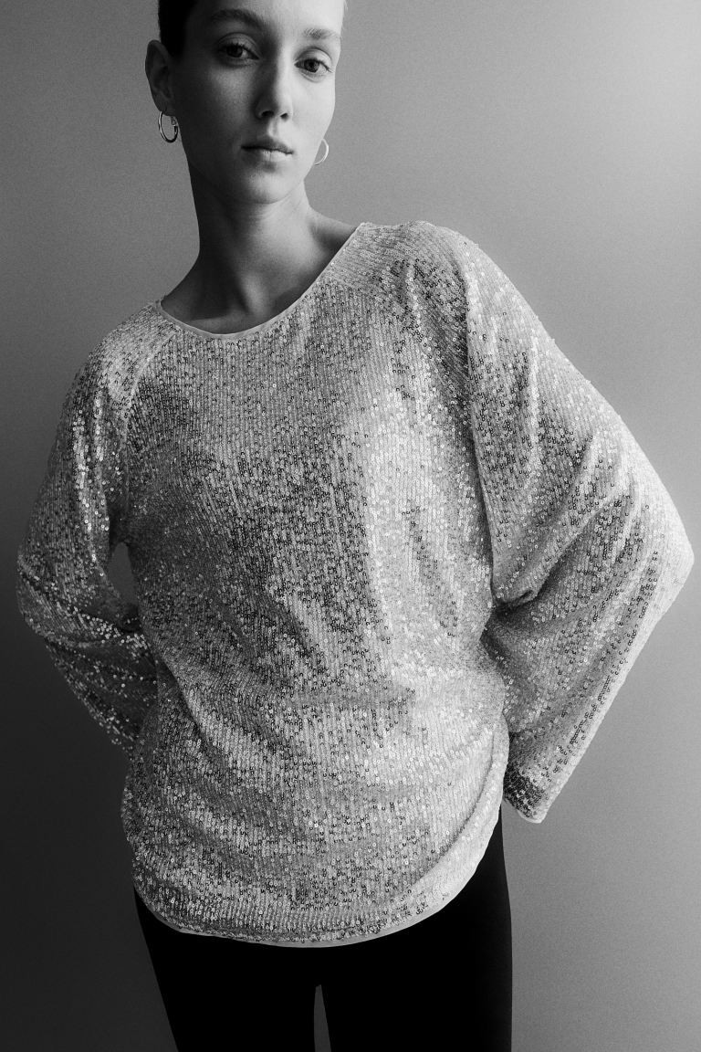 MAMA Blouse à sequins Before & After - Argenté/sequins - FEMME | H&M FR | H&M (FR, IT, ES, PT, BE)