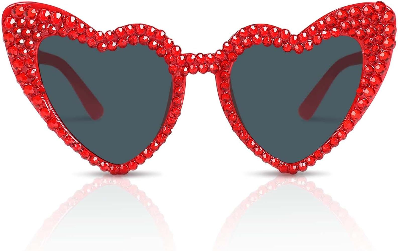 POTOTA Heart Sunglasses Pearl Heart Shaped Sunglasses Womens-White Sunglasses Women | Amazon (US)
