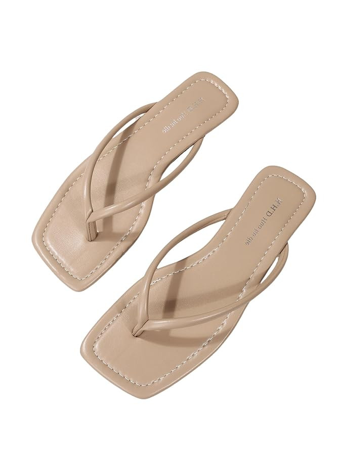 GORGLITTER Women's Square Open Toe Flip Flop Minimalist Thong Flat Sandals Slide On Summer Vacati... | Amazon (US)