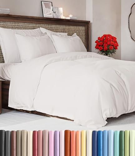 Duvet Cover Oversized King Size Set - Extra Soft Oversized King Duvet Cover 120" x 98" with 2 Pillow Shams for Women, Men, Kids & Teens - Comfy Hotel Luxury w/ Zipper Closures & Ties (Antique White) | Amazon (US)