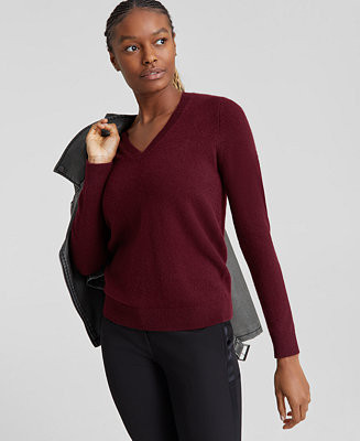 100% Cashmere Women's V-Neck Long-Sleeve Sweater, Regular & Petites, Created for Macy's | Macy's