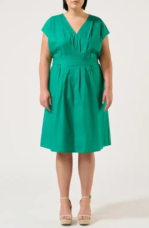 Estelle Rebekah Pleated Dress in Emerald at Nordstrom, Size 16W | Nordstrom