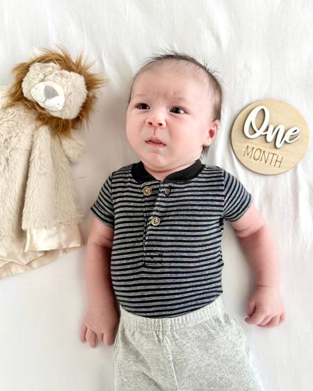 
Our little Kace man is 1️⃣ month old today! 🥳 It’s so true when everyone tells you it goes by so fast. 🥹 He’s growing right on track and changing everyday! We love him so much!! 🥰
Some things we love at this milestone: 
💙 Lifting our head up to see ALL the things. (Very alert and observant 🤓) 
💙Hanging out in our room + tummy time
💙Mom & Dad reading books to me. 📚 
. 
.
.
.
. 
One month old baby, baby boy, one month, baby onesie, baby lovey, baby 

#LTKstyletip #LTKbaby #LTKunder50