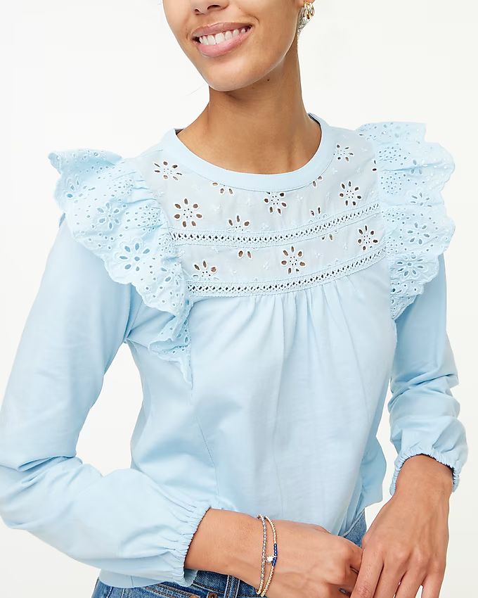 Long-sleeve eyelet ruffle top | J.Crew Factory