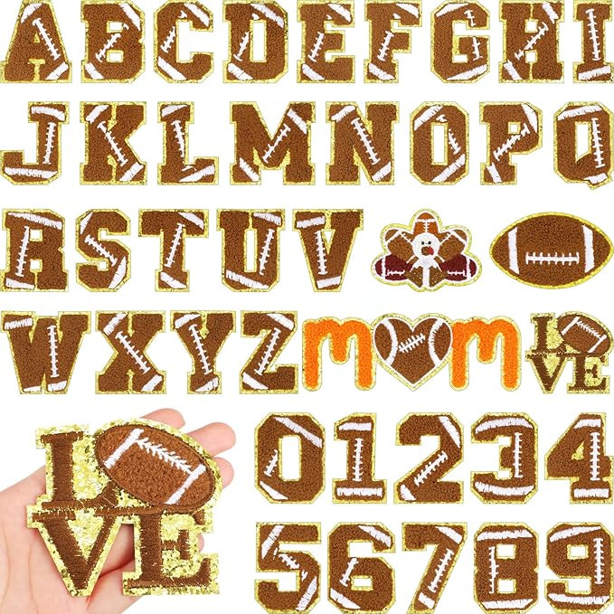 40 Pcs Football Iron on Patches Football Chenille Letters Patches Sports Numbers Applique Fabric ... | Amazon (US)