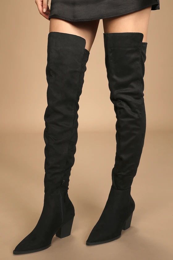Vessay Black Suede Over the Knee Boots | Lulus (US)