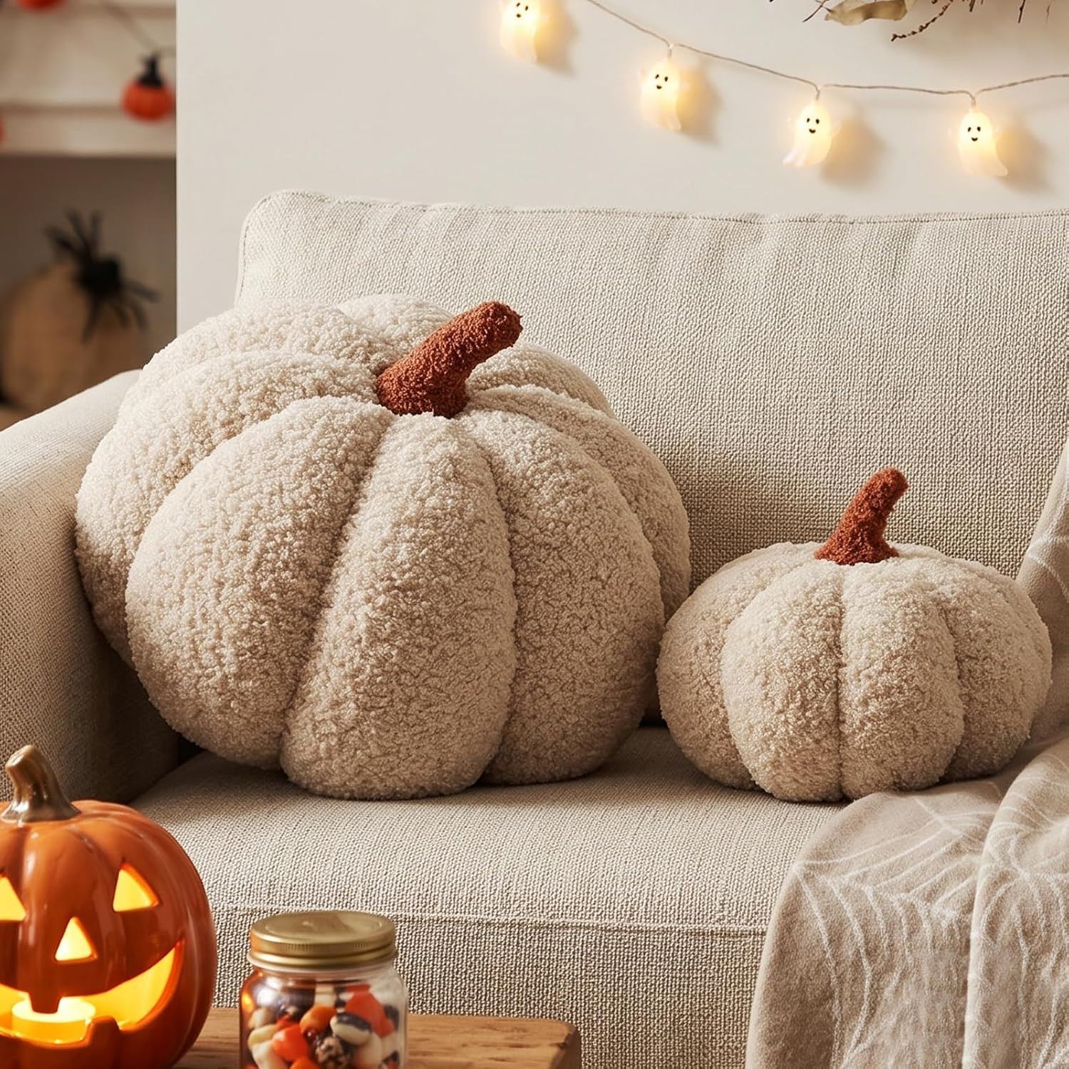 2Pcs Pumpkin Pillow, Halloween Fall Throw Pillows,Off White | Amazon (US)
