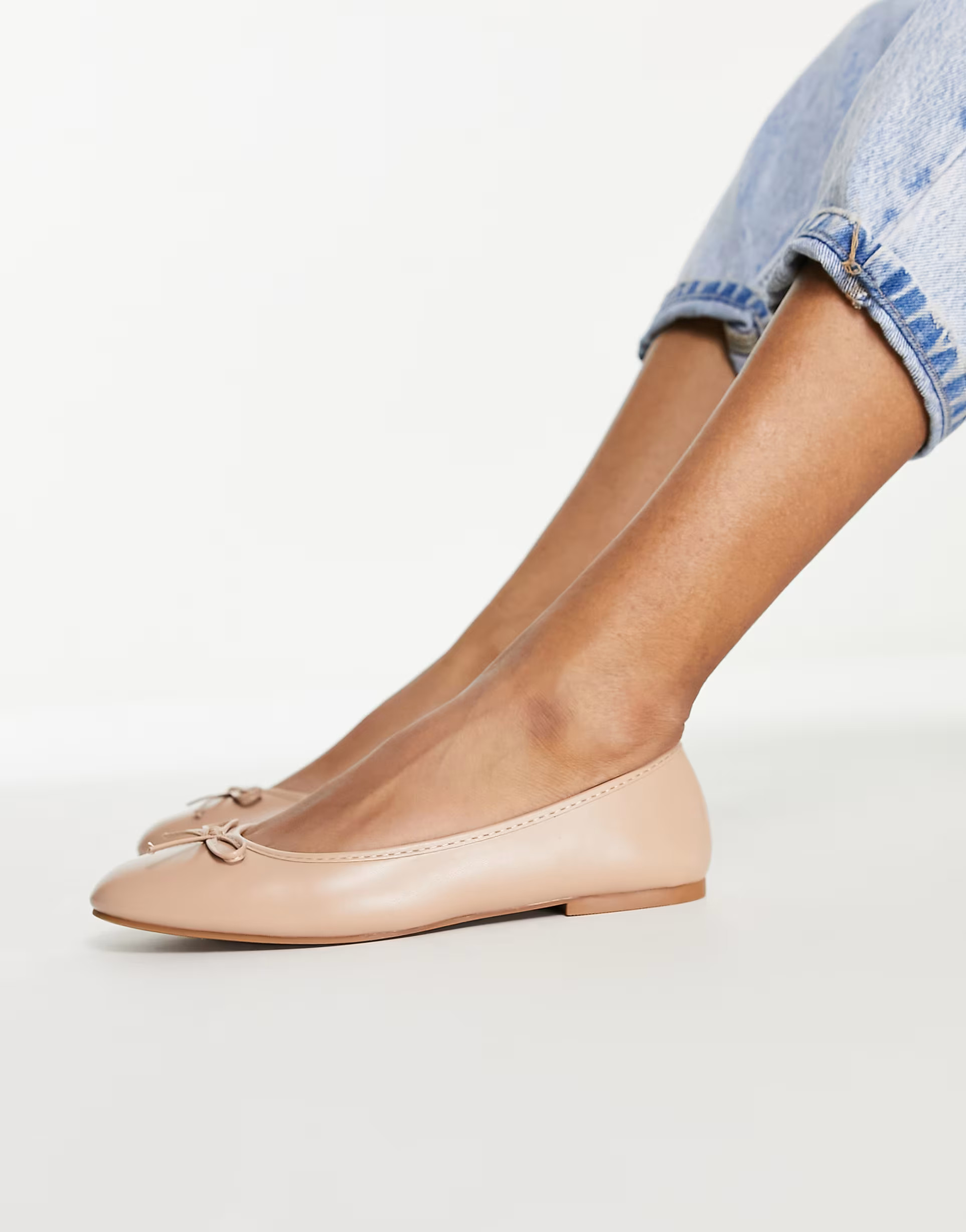 ASOS DESIGN Locus round ballet flats in beige | ASOS (Global)