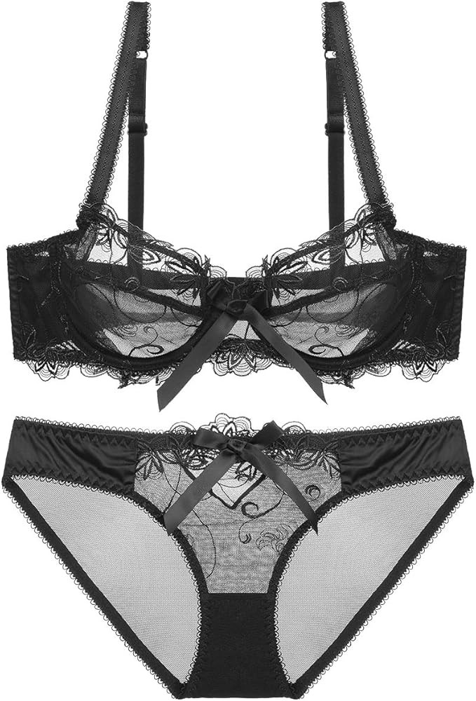 Sencylife Sheer Lace See Through Bras for Women Sexy Transparent Unlined Underwire Bra and Panty ... | Amazon (US)