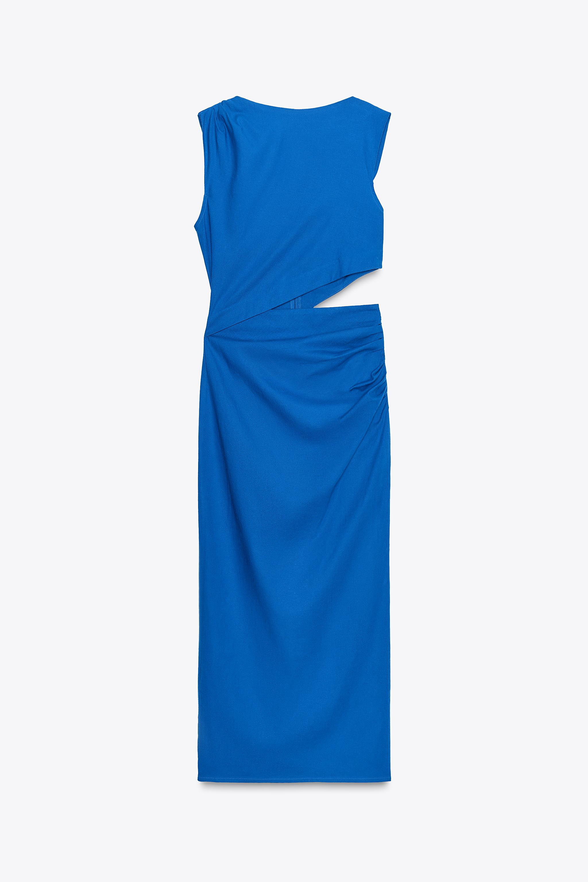 CUT-OUT MIDI DRESS WITH LINEN | Zara UK