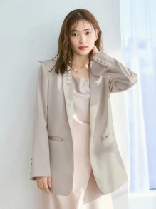 DAZY Solid Shawl Collar Open Front Blazer | SHEIN