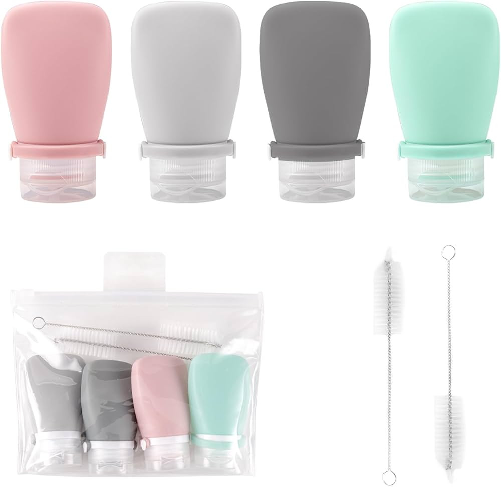 4-Piece Mini Sauce & Dressing Bottles with Leakproof Seal & Cleaning Brush (2oz, 60ml) | Amazon (US)