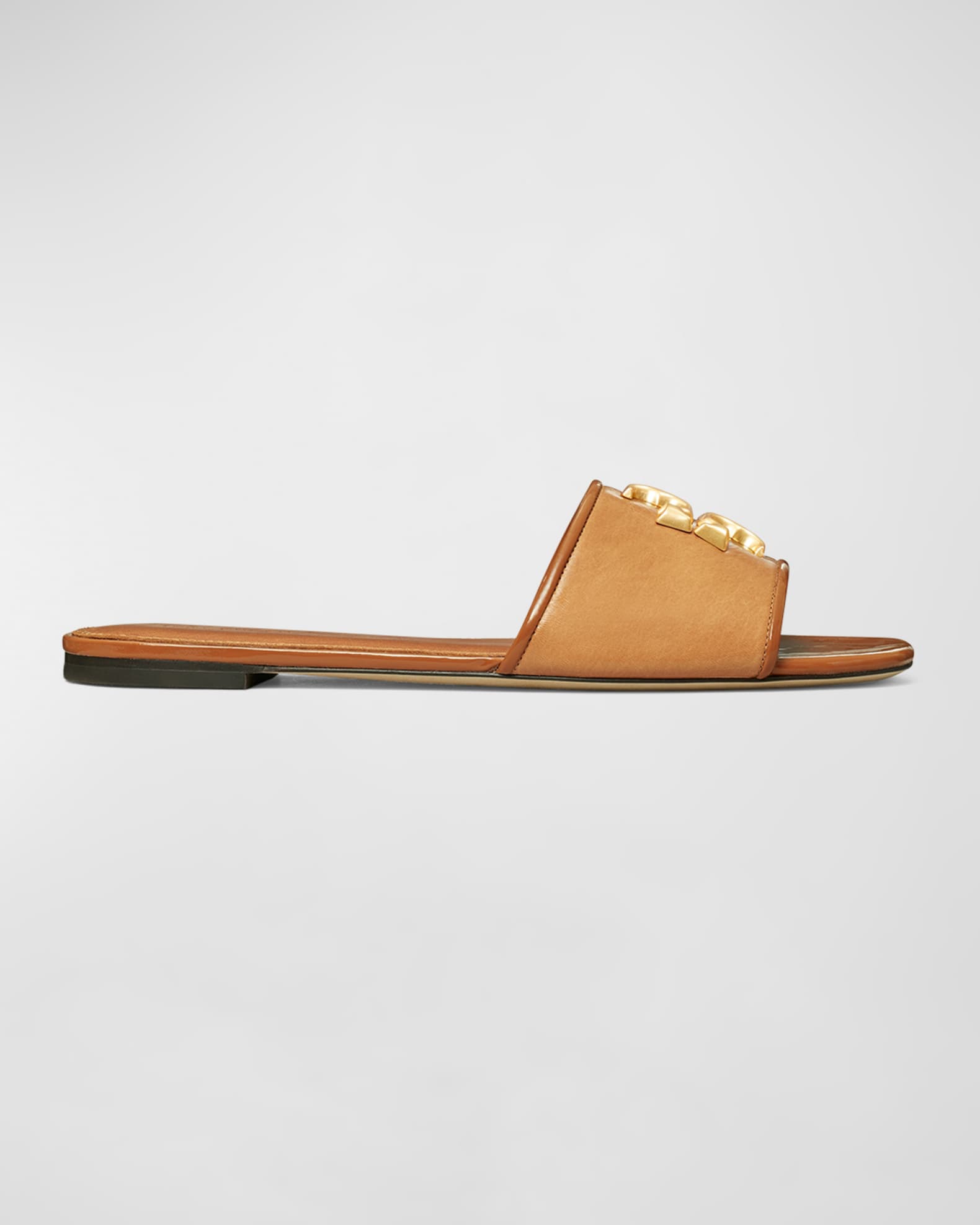 Eleanor Calfskin Medallion Flat Sandals | Neiman Marcus