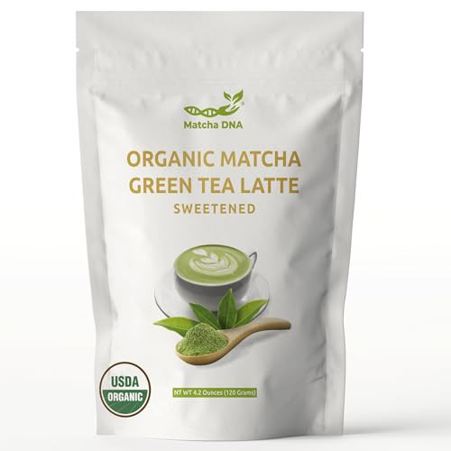 Matcha DNA Sweetened Matcha Powder - Matcha Latte Mix - Unprocessed, Perfect For cafe style Matcha Tea and Lattes - Made With Organic Sugar, Naturally Low In Caffeine (4.2 oz) | Amazon (US)