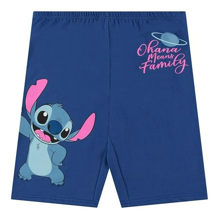 Disney Women's Lilo and Stitch Shorts, Printed Stitch Sports Spandex Biker Shorts Mellow Blue - L | Walmart (US)