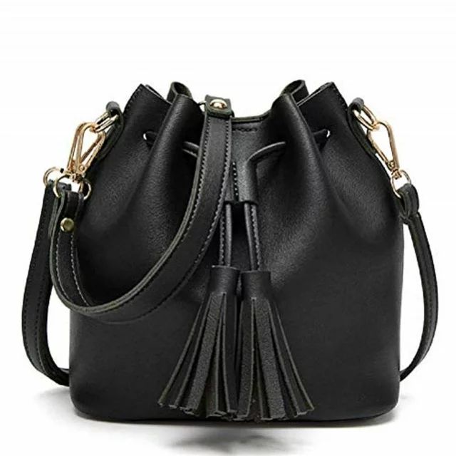 Sanviglor Crossbody Bag for Women Tassel Bucket Bag Drawstring Satchel Bag PU Leather Shoulder Ha... | Walmart (US)