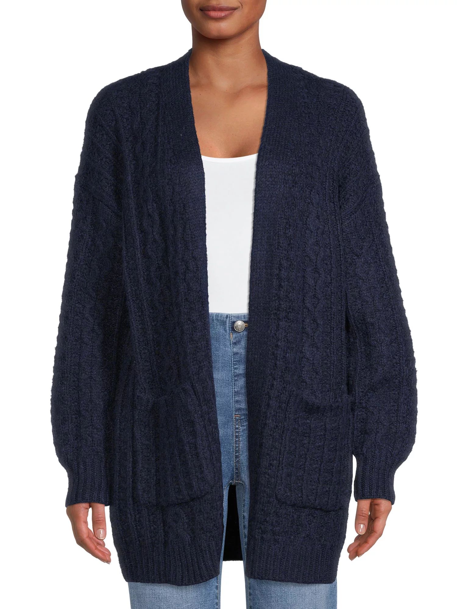 Time and Tru Women's Fashion Cable Cardigan - Walmart.com | Walmart (US)