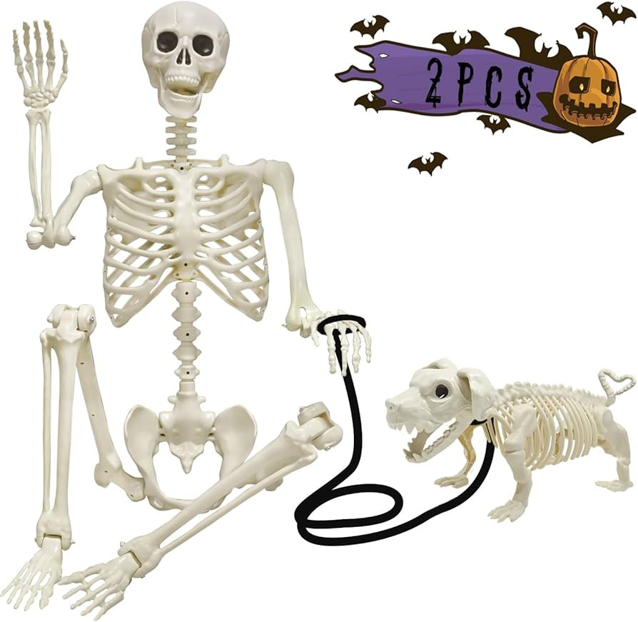 LUKBERA Halloween Skeleton Decorations, 5.4ft Life Size Posable Skeleton with Dog Skeleton, Full ... | Amazon (US)