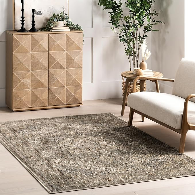 nuLOOM Carol Traditional Medallion Area Rug, 8x11, Beige | Amazon (US)