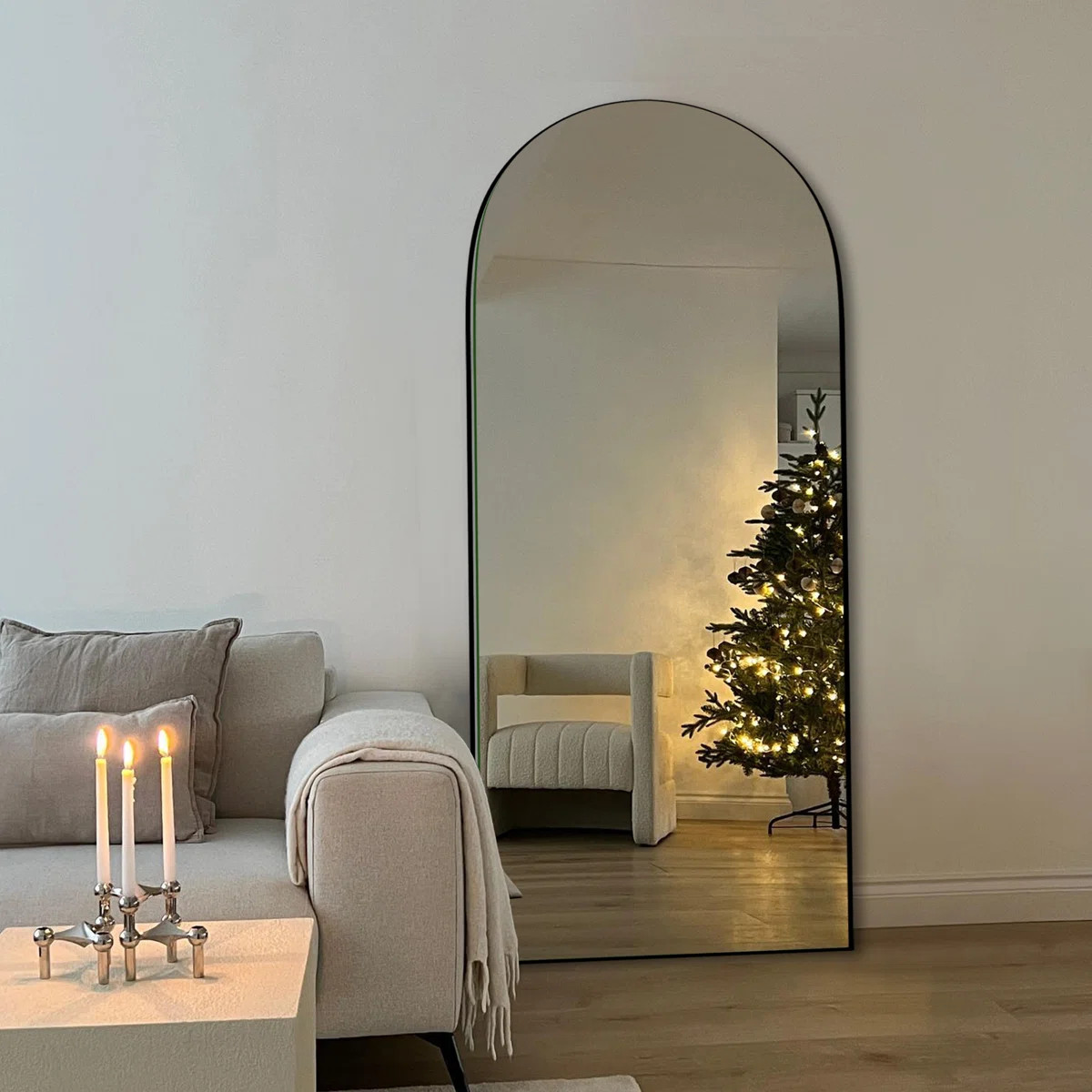 Latitude Run® Leeron Oversized Arch Solid Wood Floor Mirror with Stand & Reviews | Wayfair | Wayfair North America