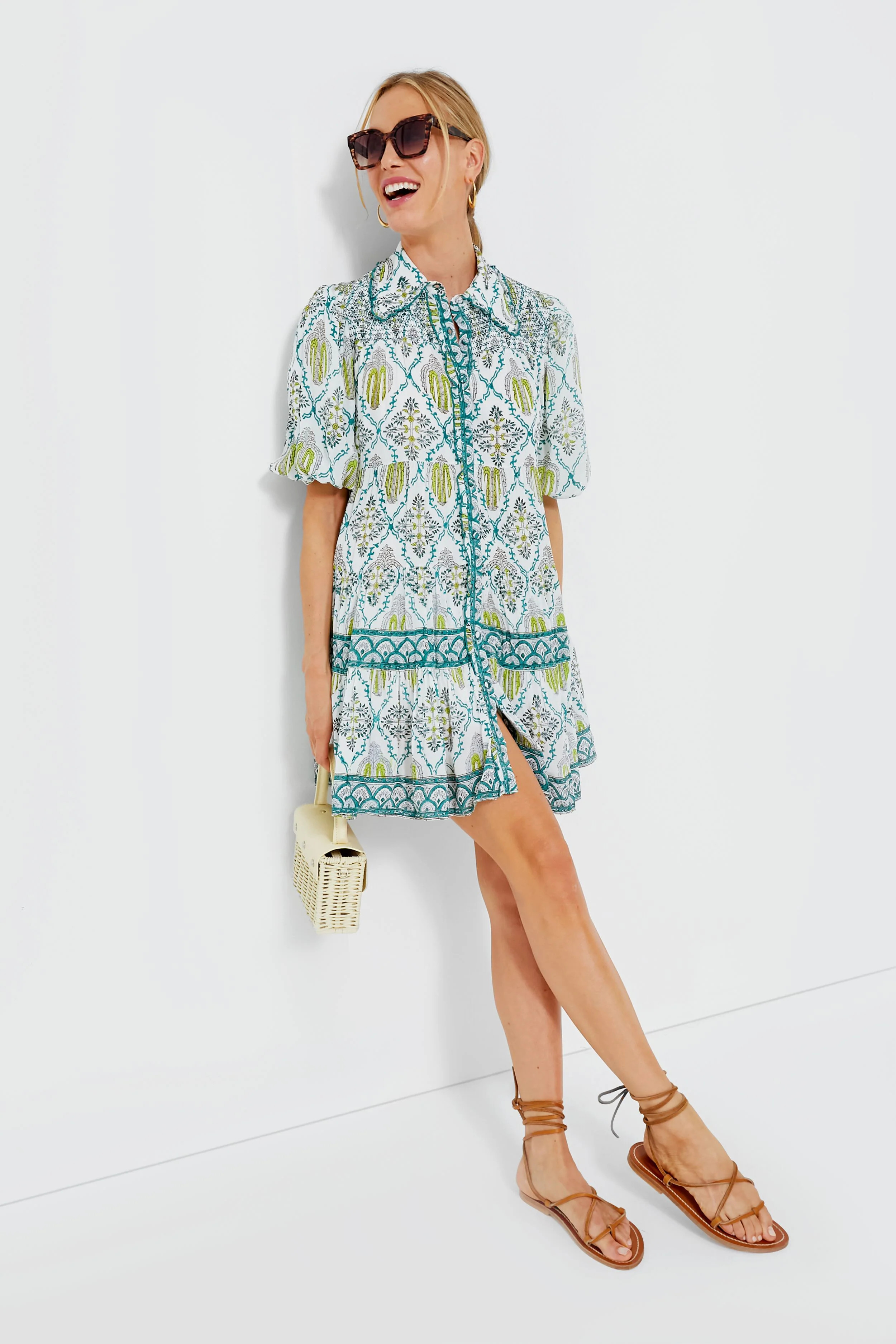 Green Zinnia Shirt Dress | Tuckernuck (US)