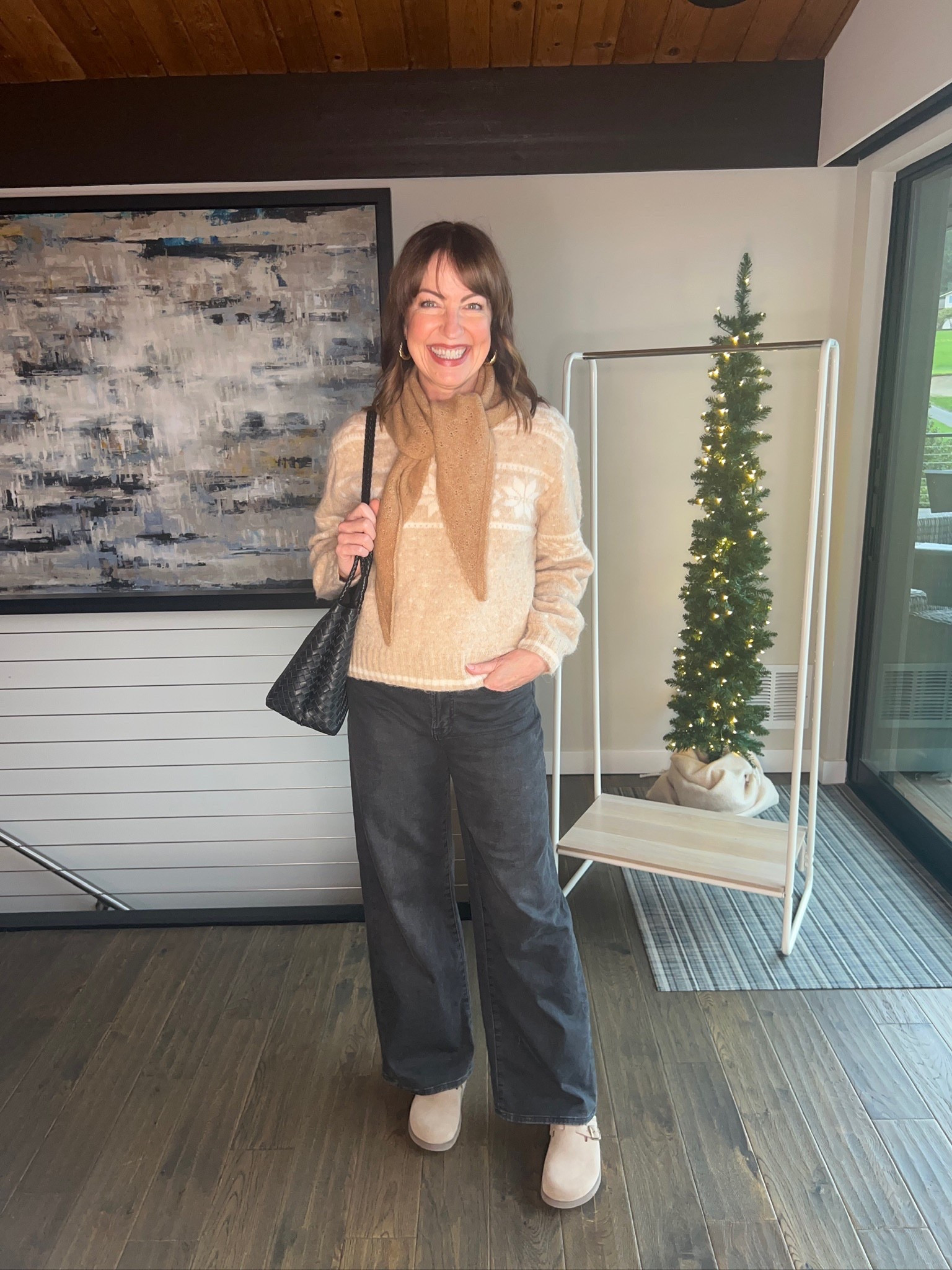 Cute & cozy winter fit! 🥰 Loving the triangle scarf trend. 

#LTKSeasonal #LTKootd #LTKOver40