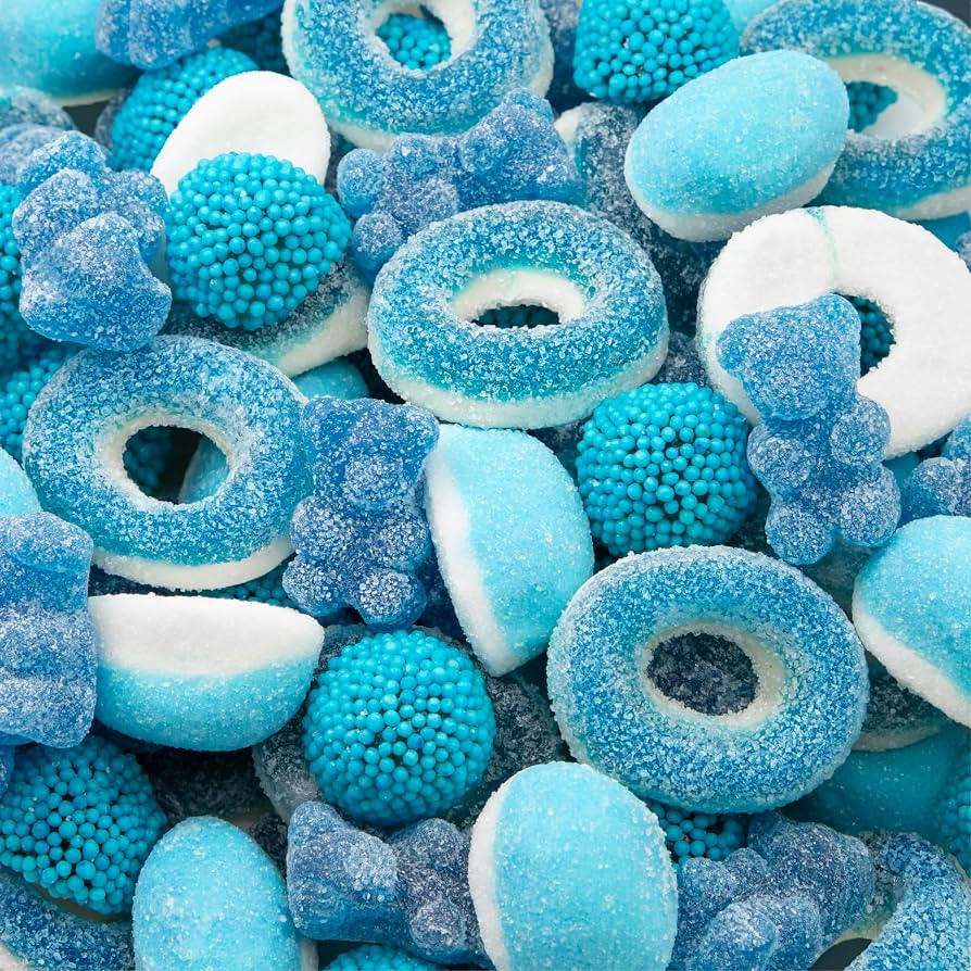 Blue Candy Mix, Blue Raspberry Candy, Sweet & Sour Gummies, 1 Lb Bag | Amazon (US)