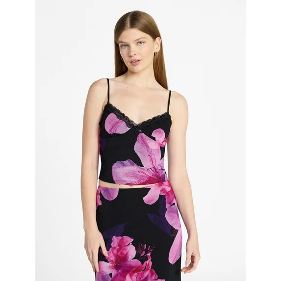 No Boundaries Mesh Camisole with Lace Trim, Women's XXS-XXL - Walmart.com | Walmart (US)