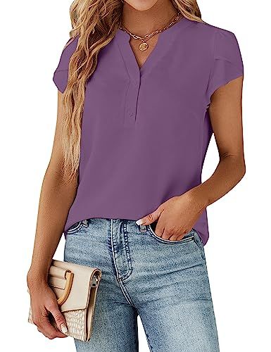 Blooming Jelly Women's Dressy Casual Tops Business Work Blouses White Button Down Shirts Cap Slee... | Amazon (US)