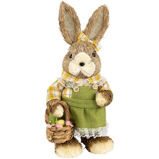 Northlight Rustic Girl Rabbit with Easter Basket Figure - 13.75" - Yellow and Green | Michaels Stores