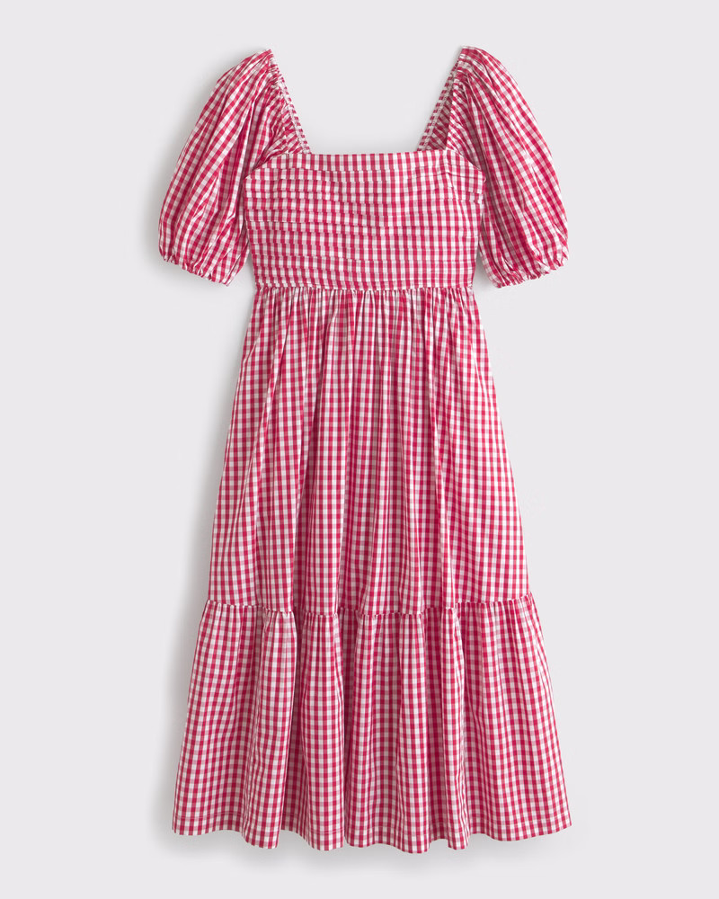 The A&F Emerson Poplin Puff Sleeve Midi Dress | Abercrombie & Fitch (US)