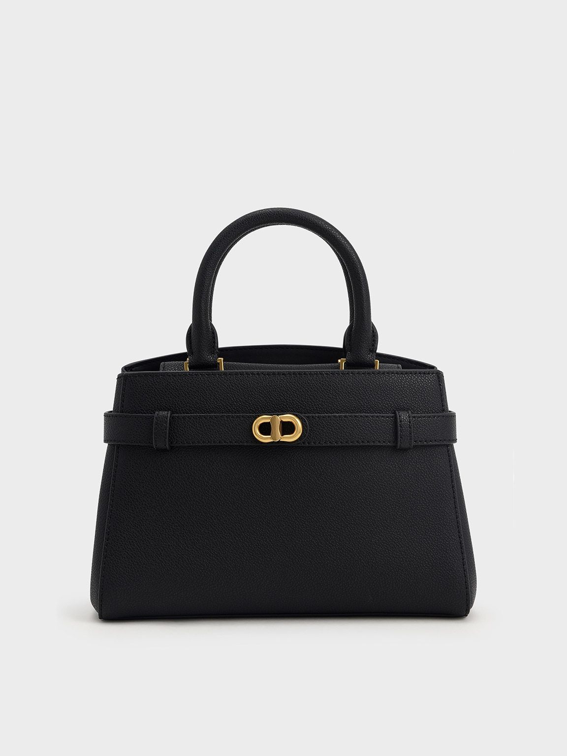 Black Aubrielle Metallic-Accent Belted Bag | CHARLES & KEITH | Charles & Keith US